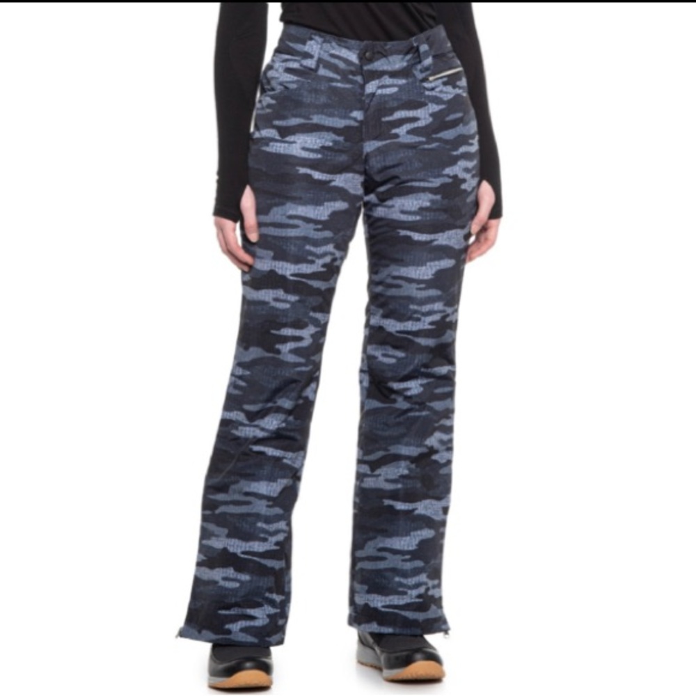 Free Country Women's Water & Wind Resistant Insulated Ski Pants (Black Camo, S)